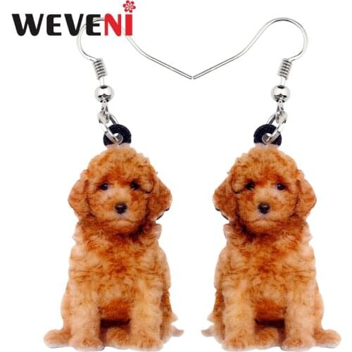 WEVENI Acrylic Lovely Teddy Dog Earrings Big Long Dangle Drop Animal Jewelry For Women Girls Ladies Teens Accessories Wholesale