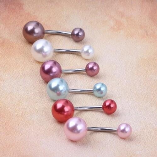 Pearl Colour Ball Belly Button Bar Navel Ring Barbell Body Piercing Jewellery 6 color 100pcs wholesales piercing