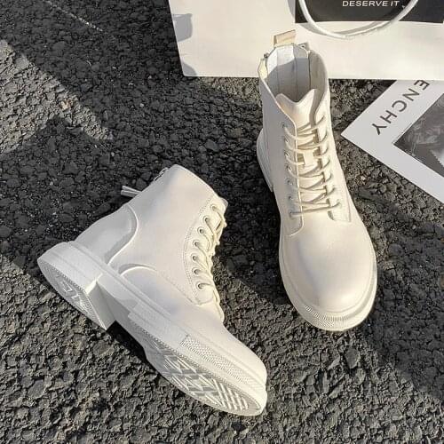 2021 Black Platform Boots Women Boots Winter Leather Boots Lace Up Ankle Boots Motorcycle Thick Heel Platform High Heels