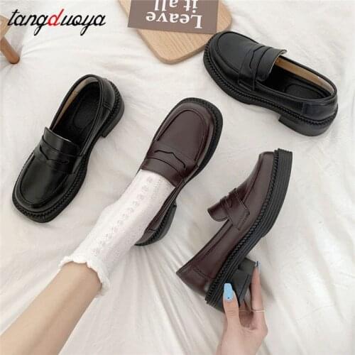 Womens Loafers Shoes Round Toe Female Footwear 2021 Fashion Womens Autumn Oxfords Clogs Platform Soft Casual Sneaker Slip-on