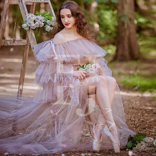 A-Line Ruffled Tulle Woman Dresses For Photograph Long Layered Vintage Summer Dress Women Elegant Dress Free Shipping