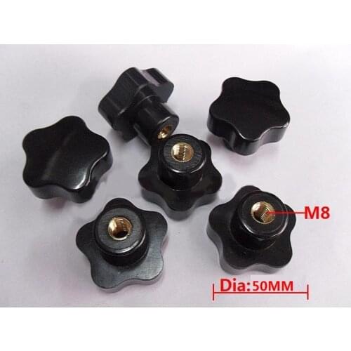 10pcs/Lot M8x50mm Female Thread Star Knob 8mm Thread 50MM Head Diameter Nut Clamping Knob Handles
