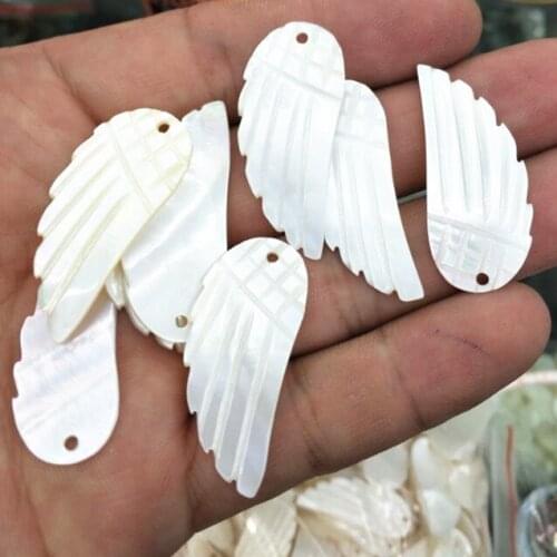 12pcs nature white shell pendatns wing shape 35x15mm mother of pearl pendants for women pendants beads accessories jewelry finds
