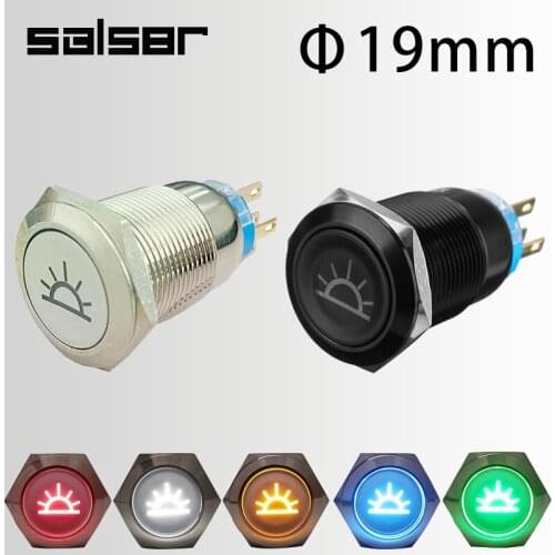 19mm DIY 12V LED Dome Light Self Lock Fixation Momentary Reset IP65 Waterproof On-Off Panel Push Button Switch