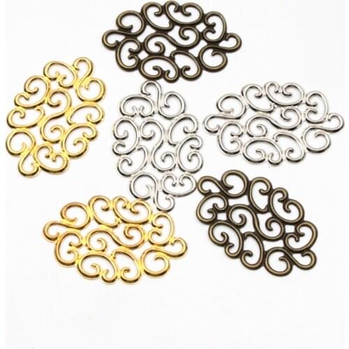 20pcs Gold/Bronze/Rhodium Plated Filigree Flower Wraps Connectors For Jewelry Making Findings DIY Charm Pendant Metal Crafts