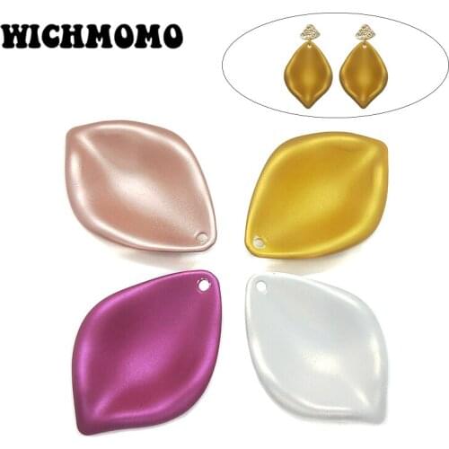 2019 Fashion 6 Pieces 50mm Geometric Acrylic Rubber Paint Leaves Charms Pendants for Diy Earring Necklace Jewelry Accessories