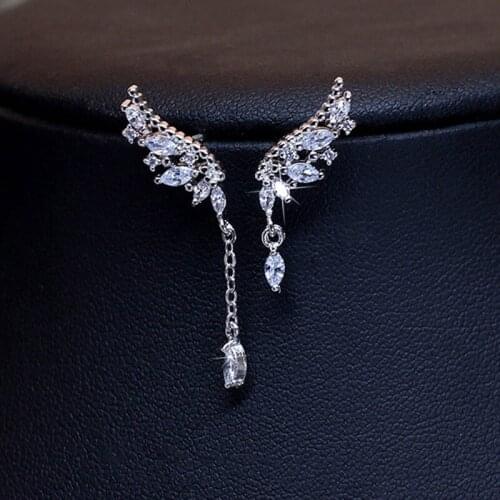 2021 New Fashion Temperament Asymmetric Tassel Angel Wings Crystal Earrings Womens Fashion Earrings Jewelry