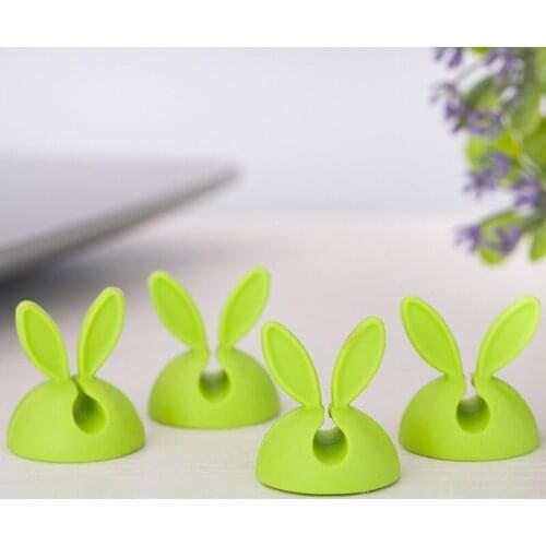 300PCS/lot Cord Holder Rabbit ears clamp Cable Wire Organizer Cable Clip Tidy USB Charger Line Storage