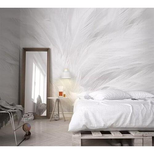 Wellyu Custom wallpaper 3d Nordic modern minimalist white feather living room TV background wall papel de parede 3d wallpaper