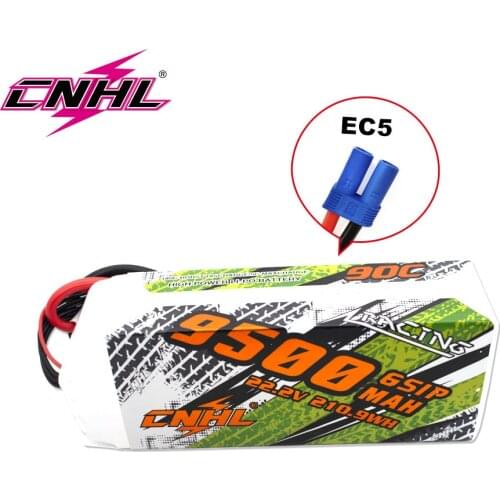 CNHL RC Battery 9500MAH 22.2V 6S 90C Lipo Battery For RC Heli Drone Car With EC5 Plug