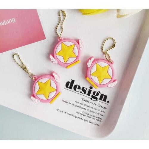 Anime Kinomoto Cardcaptor Sakura Key Cover Kawaii Cartoon Keychains Silicone Key Cap Covers Cosplay Keychain Rubber Pug