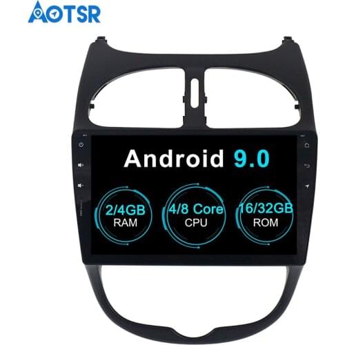 Aotsr Android 9.0 GPS Navigation Car NO DVD Player For Peugeot 206 2000-2016 Multimedia 2 Din radio Recorder Bluetooth WIFI