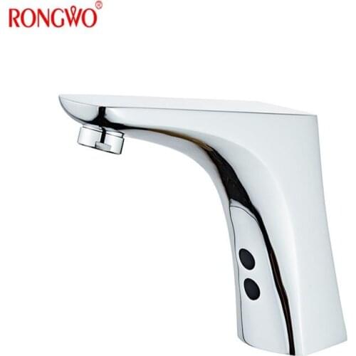 RONGWO TOUCHLESS HAND FREE FAUCET ,DECK MOUNTED ,BRASS MATERIAL AND POWER SUPPLY DC 220 AND AC 6V , GRIFOS DE FABRICA