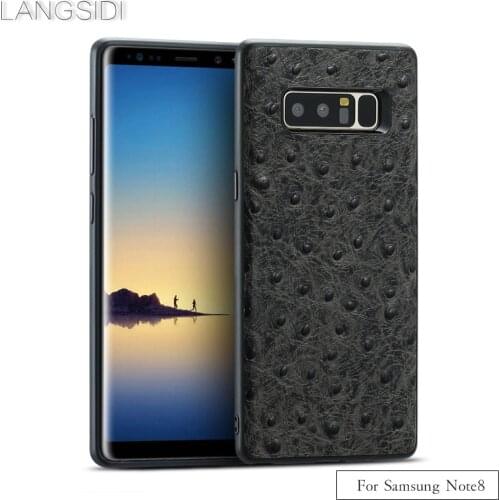 Ostrich Grain Genuine Leather Phone Case For Samsung Galaxy A50 A72 A71 A52 A51 Note 10 9 8 S21 S20 Ultra S9 S7 S8 S10 Plus M31