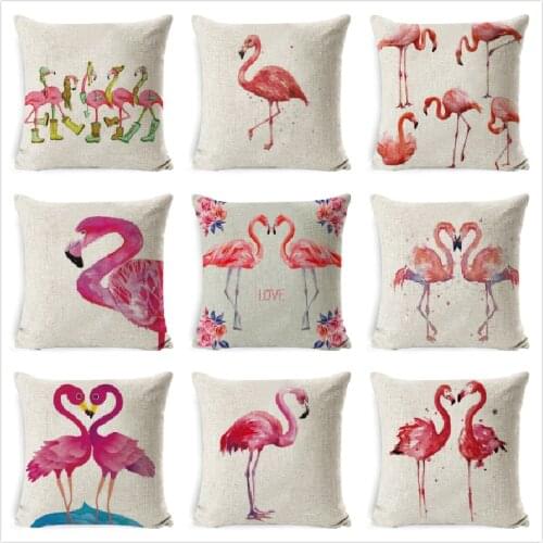 45x45cm Flamingo Throw Pillowcase Home Bedroom Soft Square Cushion Cover Office Car Sofa Decorative Pillow Cover kissenbezug