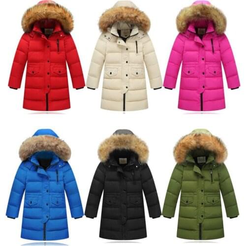 Children Down Jackets 2018 Fashion Girl Long Coat Boys Thick Russia Winter Outerwear Kids Warm Parkas Big Children 2-10 Years