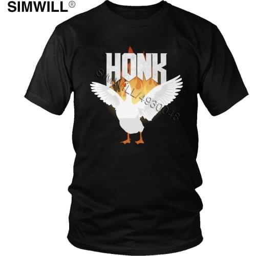 Untitled Goose Game Honk Tshirt Funny Design Pure Cotton Tee Mens Short Sleeved Round Neck Funny Parody T Shirt Summer T-shirt