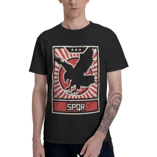 SPQR Tshirts Men Unique Tee Tops Cotton T Shirts Short Sleeve Roman Empire Eagle T-shirts Gift Merch