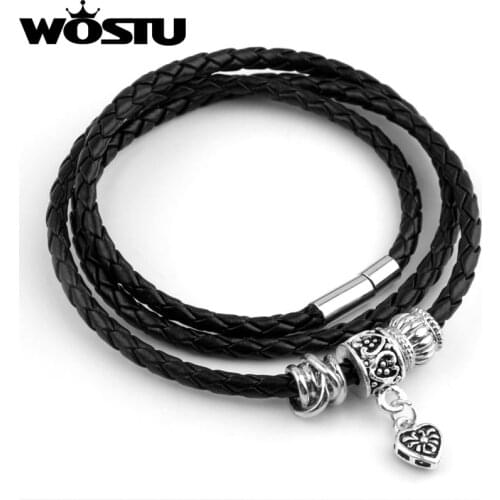 Hot Sale Silver Plated Charm Black Leather Wrap Bracelet for Women Five Colors Magnet Clasp Christmas Gift Jewelry PI0311
