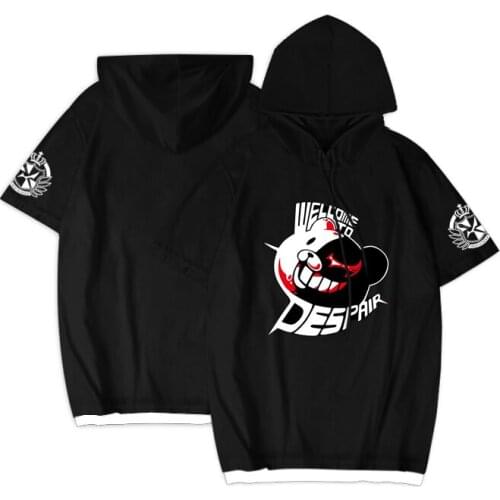 Dangan Ronpa Monokuma short sleeve Hoodie Danganronpa Anime Tops Hoody Coat Streetwear Hoodies Cosplay Costume