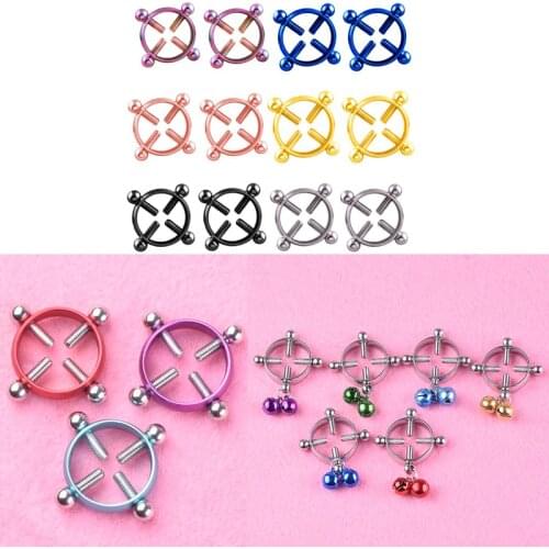 JINGLANG Fashion influx of sexy breast jewelry Europe and the United States trend Stainless steel screw round fake breast ring