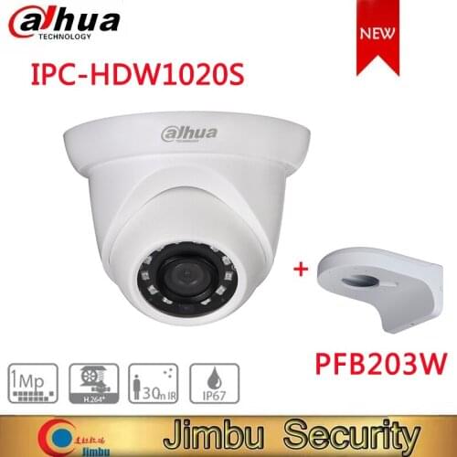 Dahua 1MP IR Eyeball Network Camera IPC-HDW1020SP waterproof IP67 English Firmware Upgraded CCTV Dome Camera With bracket