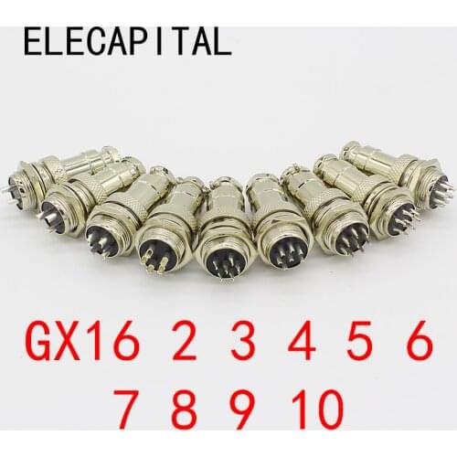 1set GX16-2/3/4/5/6/7/8/9 Pin Male & Female Diameter 16mm Wire Panel Connector GX16 Circular Connector Aviation Socket Plug