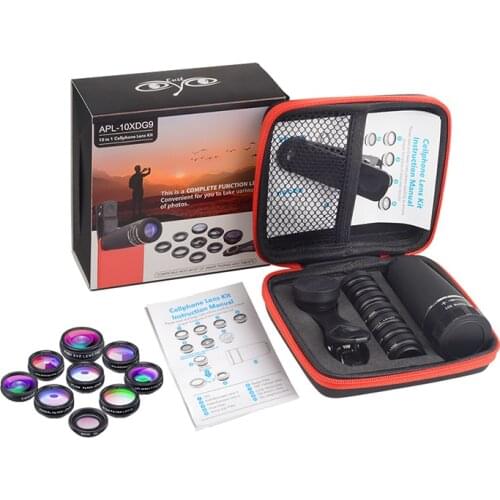 10 in 1 HD Phone Camera Lens Kit Fish Eye Wide Macro Star Filter CPL Lenses for iPhone 12 Samsung HTC LG Mobile Phone Lens Set