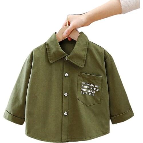 Summer Baby Boys Girls Letter Clothing Kids Turn-down Collar Shirt Children Casual Print Cotton Costume Toddler Fashion Clothes
