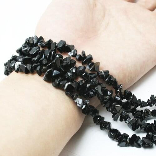 Fashion Chips Beads 5-8mm Freeform Black Onyx gravel Bead,Natural Stone Beads For Jewelry Making Diy Bracelet Pendant Strand 34"