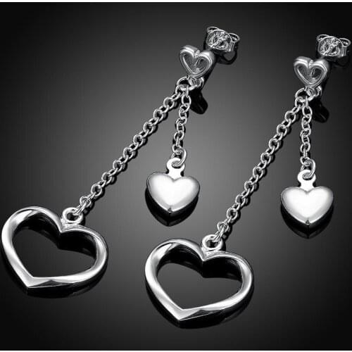 Fashon Women Jewelry Heart Dangle Earrings Bridal Wedding Engagement Set Gifts