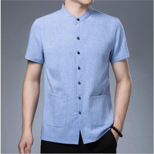 Mens Shirts Summer Young and Middle-aged Mens Short-sleeved Shirts Linen Shirt Designer Shirts Japanese Streetwear Men