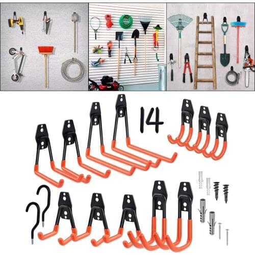 Set of 14 Metal Wall Mount Garage Storage Hooks for Bicycle Bulk Items