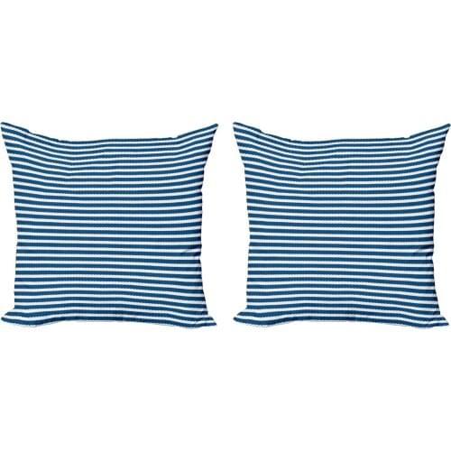 Marine Stripes Pillow Cushion Cover Pack of 2 Nautical Lines Sailing Art Zippered Double-Sided Accent for Living Room