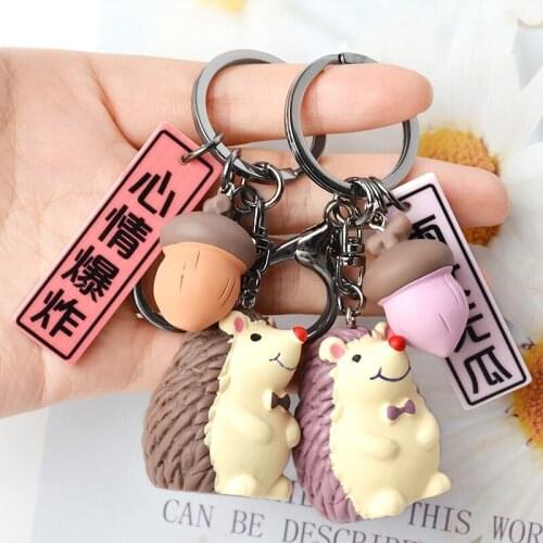New Cute Cartoon Hedgehog Keychain Ladies Bag Pendant Key Ring Children Friends Gift Jewelry Cute Resin Doll Keychain Wholesale