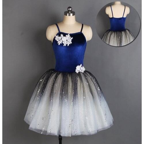 2020 New Arrival Navy Blue Ballet Costume Velvet Camisole Sparking Tulle Skirt Child & Woman Stage Dance Dress Ballet Dancewear