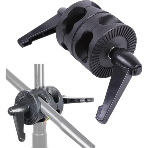 Dual Head Grip Swivel Head Holder Bracket for Studio flash Reflector Boom Arm