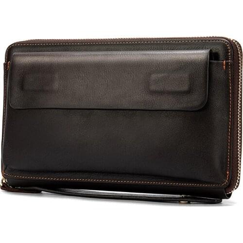 Casual mens clutch bag leather male clutch leather for men wallets long mens purse for men 2019 man wallet high quality 9043