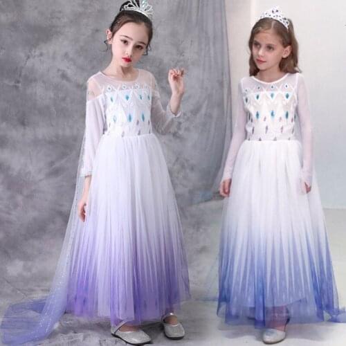 Snow Queen 2 White Girls Anna Elsa Halloween Costume Child Christmas Gowns Infant Chrismas Kids Holiday Dress