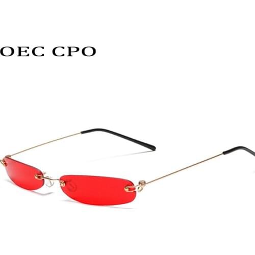 OEC CPO New Small Frame Women Sunglasses Fashion High Quality Men Rimless Sun glasses Female Brand Transparent color UV400 O136
