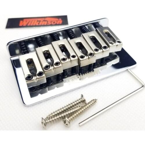 Wilkinson Electric Guitar Fixed Bridge String Thru Bridge Steg Tailpiece string spacing 10.5mm WOF01 Chrome Silver