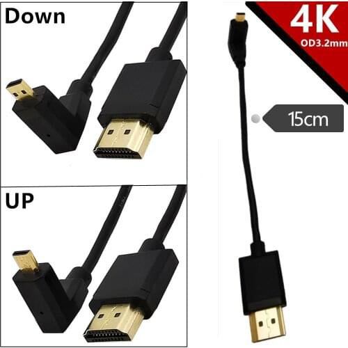 Super Extreme Slim High Speed micro HDMI 90 angle Cable 4K*2K@60HZ 1080P, 4K, UltraHD, 3D, Ethernet, and Audio Return Channel OD