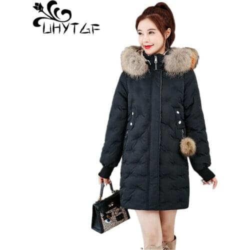 UHYTGF Winter Womens Parka Female Down jacket Korean Large size Down cotton Coat Women Fashion 5XL Plus size Hooded Jacket X591