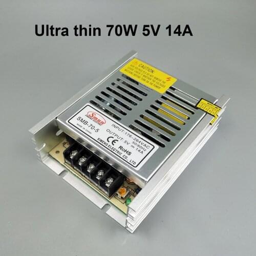70W 5V Ultra thin Single 5 volt Output Switching power supply for LED Strip light 176V-264V INPUT
