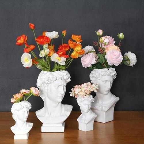 Resin Vase Home Decoration Makeup Brush Storage Box Pen Holder European Style Decoration David Head Sculpture Model Wedding