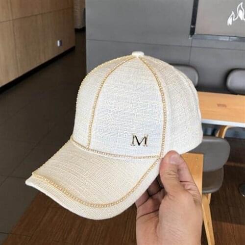 Spring Women Rhinestone Letter M Baseball Caps Adjustable Hip Hop Fashion Shiny Hats Outdoor Travel All-match Caps
