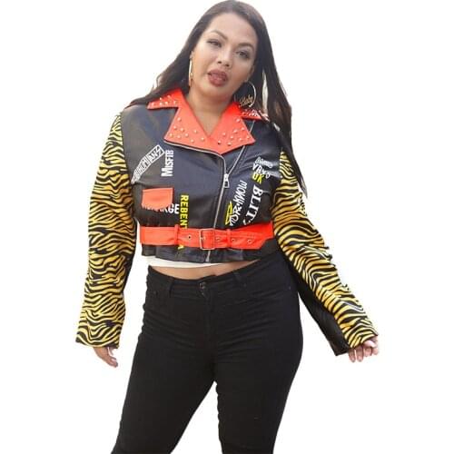 Plus Size Leather Jacket Pu Leather Rivet Hip Hoop Moto Fall Clothes Women 2021 Autumn Winter Oversized Jacket Outwear 5XL 4XL