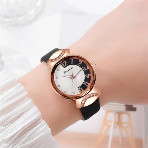 Women Girls Quartz Watch with PU Leather Band Arabic Numerals Small Scale Dress Watch TT@88