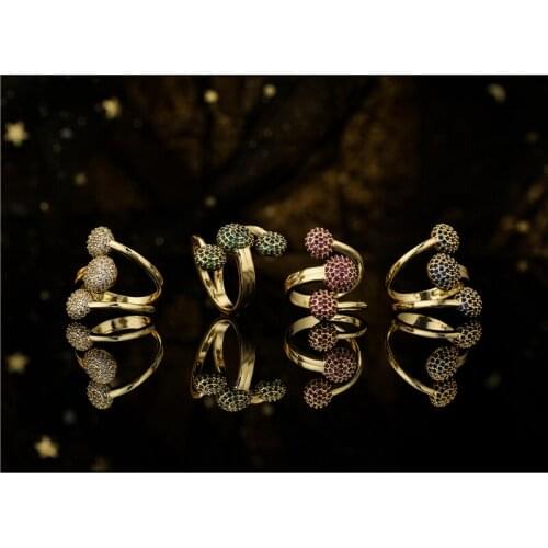 Fashion 4 Colors Cubic Zirconia Pave Setting Copper Jewelry 2021 Trendy Gold Color Geometric Wedding Ring For Women Gift