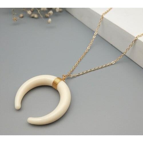 Statement Moon Pendant Necklace for Women Fashion Boho Style Vintage Gold Color Chains Choker Collares Beach Jewelry B0004